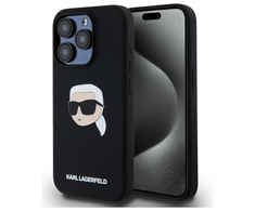 Karl Lagerfeld KLHMP15XSKHPPLK Apple iPhone 15 Pro Max 6.7" dėklas telefonui juodos spalvos silikoninis Karl Head Print MagSafe