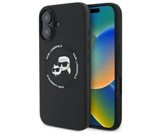 Karl Lagerfeld Liquid silikoninis K&CH Heads MagSafe Apple iPhone 16 dėklas telefonui juodos spalvos