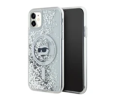 Karl Lagerfeld KLHMN61LGCHSGH Apple iPhone 11/ Xr 6.1″ kietas dėklas skaidrus Liquid Glitter Choupette Head