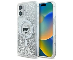 Karl Lagerfeld Liquid Glitter Choupette Head MagSafe Apple iPhone 16 - dėklas telefonui skaidrus