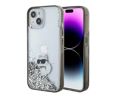 Apple iPhone 15 Karl Lagerfeld Hardcase Liquid Glitter Choupette (KLHCP15SLKCNSK) dėklas telefonui skaidrus