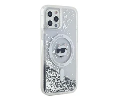 Karl Lagerfeld KLHMP12MLGCHSGH Apple iPhone12/12 Pro 6.1″ kietas dėklas skaidrus Liquid Glitter Choupette He