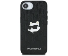 Dėklas Karl Lagerfeld Monogram Choupette Head Pin iPhone 16e Case - Juodas