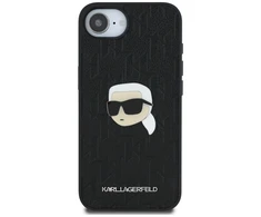 Dėklas Karl Lagerfeld Monogram Karl Head Pin iPhone 16e Case - Juodas