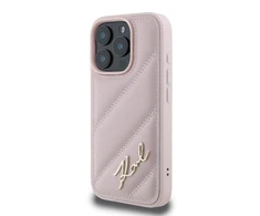 Karl Lagerfeld KLHCP16LPQDSMGP iPhone 16 Pro 6.3″ rožinės spalvos kietas dėklas Quilted Signature