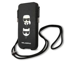 Karl Lagerfeld krepšys 6,1" dėklas Saffiano Ikonik Karl&amp;Choupette Head (KLHCP12MOPHKCK) juodos spalvos