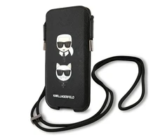 Karl Lagerfeld krepšys telefonui KLHCP12LOPHKCK 6,7" juodos spalvos hardcase Saffiano Ikonik Karl&amp;Choupette Head