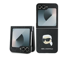 Karl Lagerfeld PU Saffiano Monogram Karl Head Samsung Galaxy Z Flip6 dėklas telefonui juodos spalvos