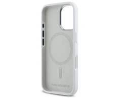 Karl Lagerfeld KLHMP16SSCMKMPCH Apple iPhone 16 6,1″ baltos spalvos kietas dėklas Silicone Initial Metal Logo Ma