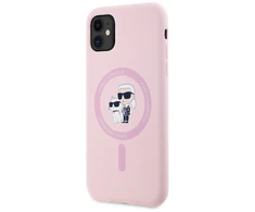 Dėklas Karl Lagerfeld Silicone Karl&amp;Choupette MagSafe iPhone 11 Case - Rožinė