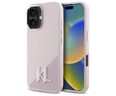 Karl Lagerfeld KLHMP16SSCMKMPCP Apple iPhone 16 6.1" dėklas telefonui rožinės spalvos Silikoninis Shadow Metal Initial MagSafe