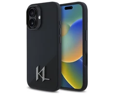 Karl Lagerfeld KLHMP16SSCMKMPCK Apple iPhone 16 6.1" dėklas telefonui juodos spalvos Silikoninis Shadow Metal Initial MagSafe