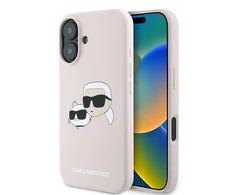 Karl Lagerfeld silikoninis „Nauble Heads“ rašto „MagSafe“ dėklas, skirtas iPhone 16 Plus - Rožinė