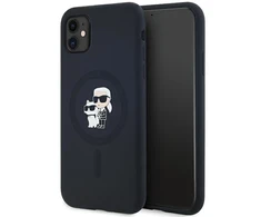 Apple iPhone 11 / XR Karl Lagerfeld dėklas Silicone Karl &amp; Choupette Magsafe (KLHMN61SCMKCRHK) juodos spalvos