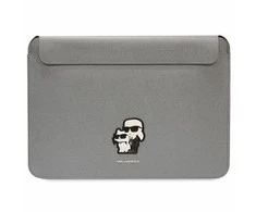 Karl Lagerfeld Dėklas kompiuteriui KLCS16SAKCPMG 16″ sidabro spalvos Saffiano Karl&Choupette