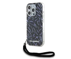 Apple iPhone 15 Pro Max Karl Lagerfeld IML Zebra Pattern &amp; Cord (KLHCP15XHZBPKCCU) dėklas telefonui violetinės spalvos