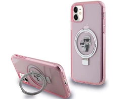 Apple iPhone 11 / XR Karl Lagerfeld dėklas Ring Stand Karl&amp;Choupettte MagSafe (KLHMN61HMRSKCP) rožinės spalvos
