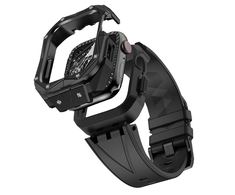 [GRĄŽINTA PREKĖ] „Kingxbar CYF140 2in1“ apsauginis dėklas „Apple Watch 9, 8, 7“ (45 mm) iš nerūdijančio plieno su dirželiu, juodas (Atnaujinta)
