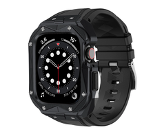 [GRĄŽINTA PREKĖ] „Kingxbar CYF140 2in1“ apsauginis dėklas „Apple Watch 9, 8, 7“ (45 mm) iš nerūdijančio plieno su dirželiu, juodas (Atnaujinta)