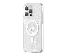 Kingxbar PQY Geek Series magnetic iPhone 14 Pro Max MagSafe dėklas telefonui sidabrinės spalvos