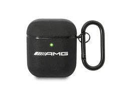 Mercedes "AMG Leather Big Logo" - "Apple AirPods" dėklas, juodos spalvos