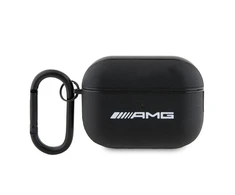 Mercedes Benz Apple AirPods Pro ausinių dėklas 2 Mercedes AMG Leather Baltas Logo (AMAP2SLWK) juodos spalvos
