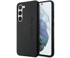 Mercedes Benz Samsung Galaxy S23 Mercedes AMG dėklas Carbon Stripe&amp;Embossed (AMHCS23SBLSCA) juodos spalvos