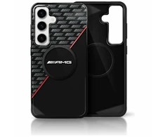 Mercedes AMG Double Layer Rhombs MagSafe Samsung Galaxy S25 Plus dėklas telefonui juodos ir raudonos spalvos