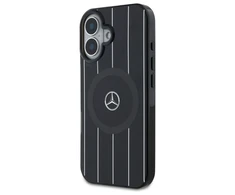Mercedes MEHMP16S23HRSK Apple iPhone 16 6.1" dėklas telefonui juodos spalvos MB Double Layer Crossed Lines MagSafe