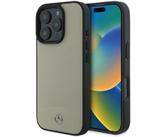 Mercedes MB tekstūruotos ir paprastos odos MagSafe dėklas Apple iPhone 16 Pro Max - smėlio spalvos