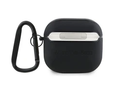 Mercedes Benz MEA4CSLBK AirPods 4 ausinių dėklas juodos spalvos Leather Metal Logo