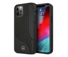 Mercedes Benz Apple iPhone 12 Pro Max Mercedes dėklas odinis Perforated Area (MEHCP12LCDOBK) juodos spalvos