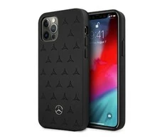 Mercedes Benz Apple iPhone 12 Pro Max Mercedes dėklas odinis Stars Pattern (MEHCP12LPSQBK) juodos spalvos