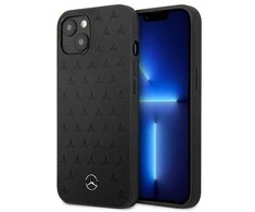 Mercedes Benz Apple iPhone 13 Mini Mercedes dėklas odinis Stars Pattern (MEHCP13SPSQBK) juodos spalvos