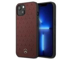 Mercedes Benz Apple iPhone 13 Mini Mercedes dėklas odinis Stars Pattern (MEHCP13SPSQRE) raudonos spalvos
