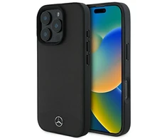 Mercedes MEHMP16X23RBARK Apple iPhone 16 Pro Max 6.9″ juodos spalvos kietas dėklas Textured And Plain Leather MagS