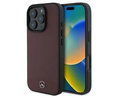 Mercedes Textured And Plain Leather MagSafe case Apple iPhone 16 Pro - dėklas telefonui raudonos spalvos