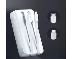 Mini power bank su integruotu kabeliss Joyroom JR-PBC06 30W 10000mAh – baltos spalvos