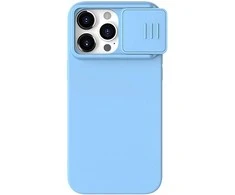 Dėklas Nillkin CamShield Silky Silicone Apple iPhone 15 Pro Max šviesiai mėlynas