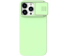 Dėklas Nillkin CamShield Silky Silicone Apple iPhone 15 Pro Max šviesiai žalias