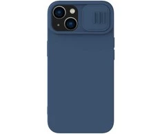 Dėklas Nillkin CamShield Silky Silicone Apple iPhone 15 Plus tamsiai mėlynas