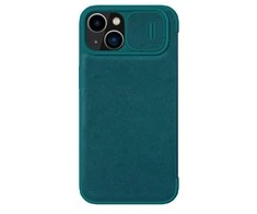 Nillkin Qin Leather Pro Apple iPhone 14 Plus Camera atverčiamas dėklas telefonui žalios spalvos