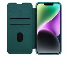 Nillkin Qin Leather Pro Apple iPhone 14 Plus Camera atverčiamas dėklas telefonui žalios spalvos