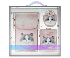 Nimmy Rinkinys 3in1 dėklas telefonui + krepšys + daiktų ieškikliui dėklas telefonui rožinės spalvos Big Eyed Pet 2.0 Cat