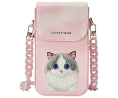 Dėklas Nimmy torebka na telefon rožinės spalvos Big Eyed Pet 2.0 Cat