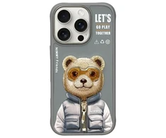 Nimmy Apple iPhone 16 Pro Max 6.9" dėklas telefonui pilkos spalvos Cool&amp;Cute 2.0 Bear