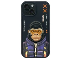 Nimmy dėklas iPhone 15 6.1" juodos spalvos Cool&amp;Cute 2.0 Monkey