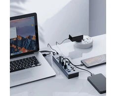 „Orico BT2U3-13AB“ šakotuvas 13x USB-A 3.0 su jungikliais – pilka