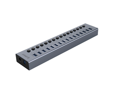 „Orico BT2U3-16AB“ šakotuvas, 16x USB-A 3.0, su jungikliais – pilkos spalvos