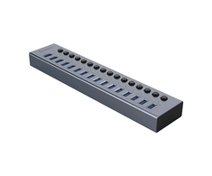 „Orico BT2U3-16AB“ šakotuvas, 16x USB-A 3.0, su jungikliais – pilkos spalvos
